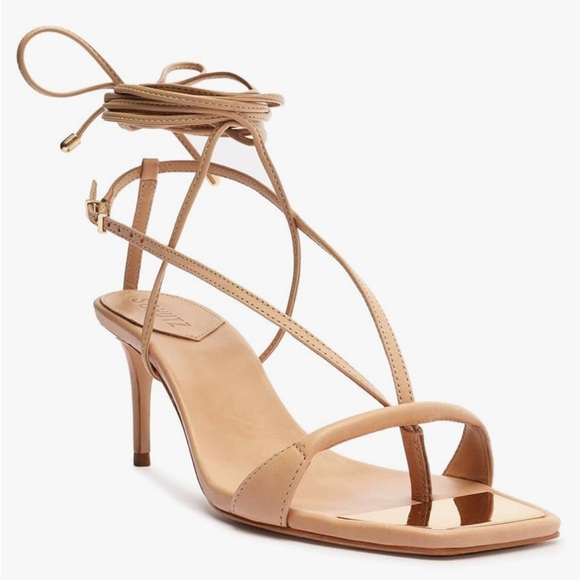 SCHUTZ Vikki Low T strap‎ lace up leather Sandals heels 5.5 - Picture 4 of 8